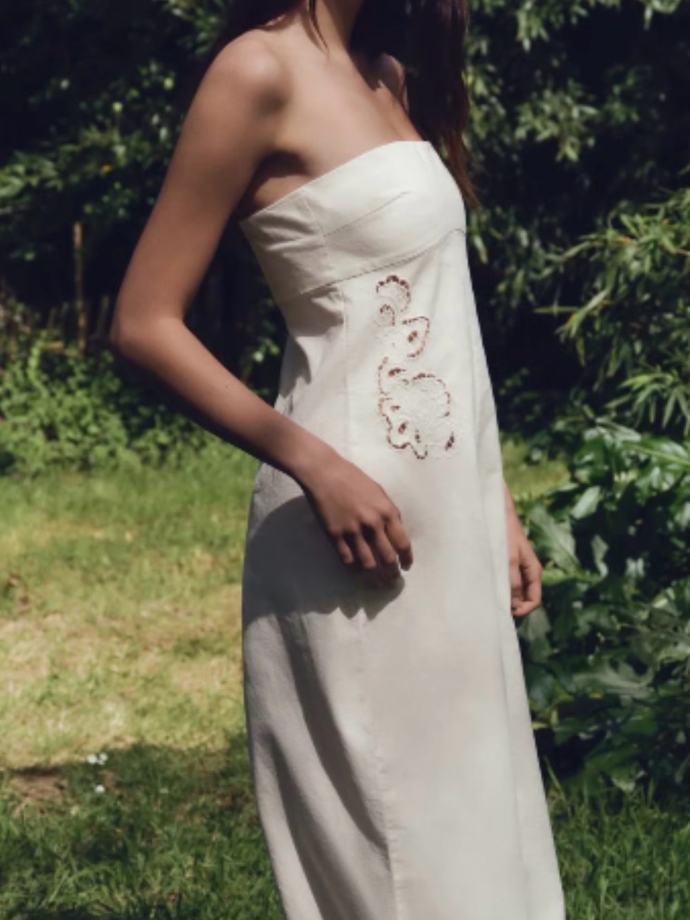 ZARA White Embroidered Strapless Wide Leg Jumpsuit Size M - Picture 5 of 16